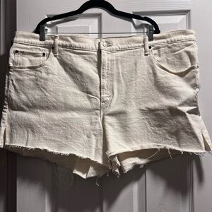 Abercrombie & Fitch Cream Jean Shorts Distressed Style